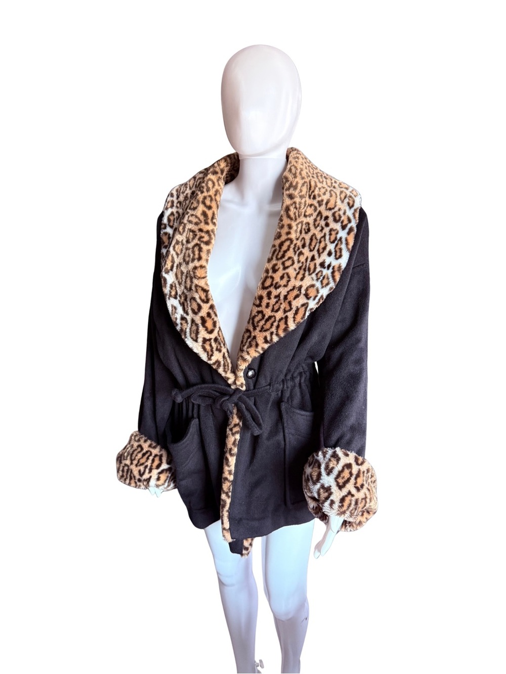 Vintage Y2K Braefair x Forstmann Leopard Trim Wool Jacket M